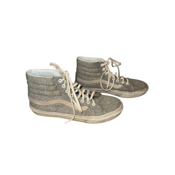 Vans grey sk8-hi top sneakers with cream suede  stripe women 8 / men 6.5 - Picture 1 of 10